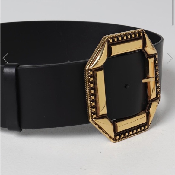 Etro Milano Black Belt with Gold Buckle